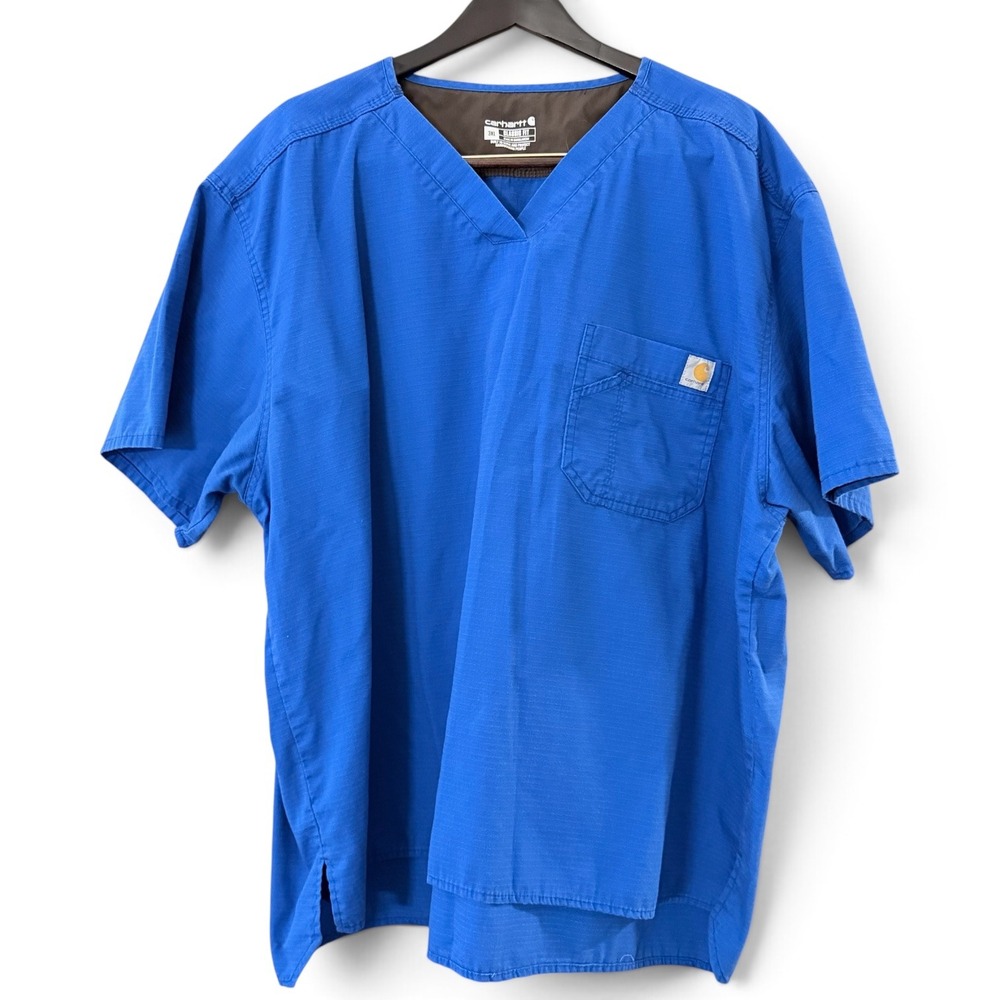 Carhartt 3XL Men Scrub Top Blue Ripstop V-Neck Classic Fit C15108